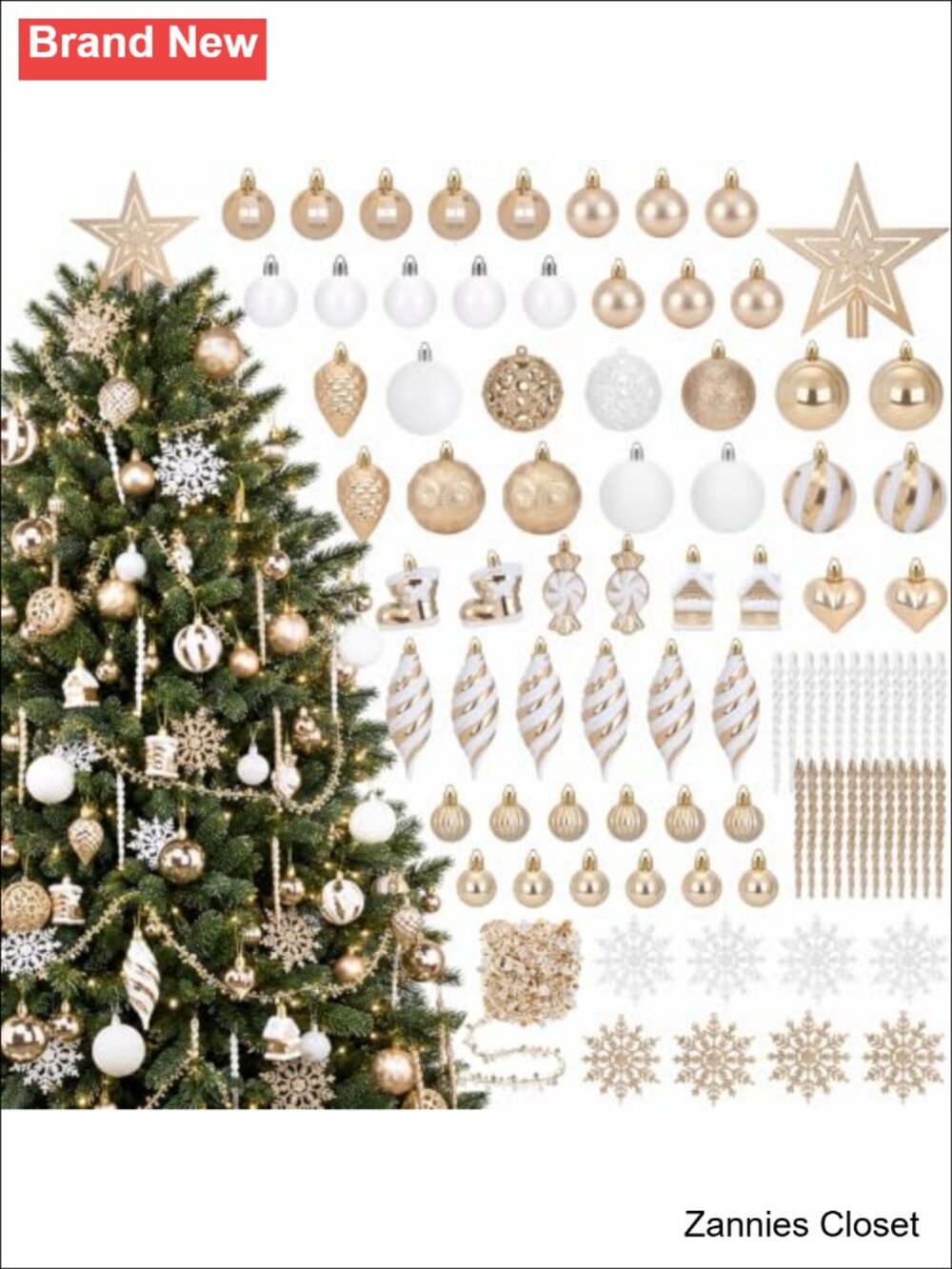🎄 Christmas Ornaments Set Plastic Tree Decorations Shatterproof Hanging Balls
